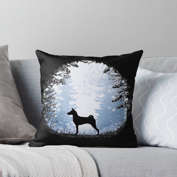 Item preview, “First Snow” Basenji Dog designed and sold by Spinyflowerart.
