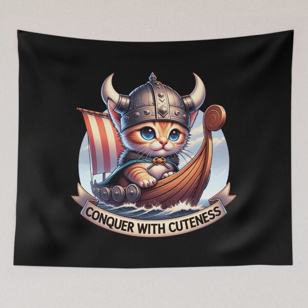 Item preview, Cat Conquer with Cuteness Kitten Viking designed and sold by sparsonboutique.