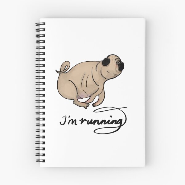 Item preview, Creamy Tan PUG Running with the words ‘I’m running.’ White background designed and sold by MonicaArtist.