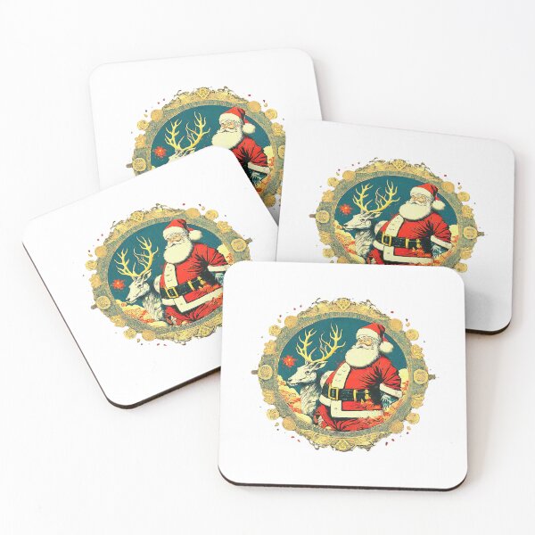 Item preview, Vintage Santa Claus and Reindeer , Christmas Holiday Graphic , Festive Christmas , Unique Holiday  Gift designed and sold by Indyadizine.