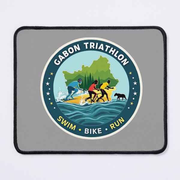 Item preview, Triathlon Athlete Design - Gabon Flag Swim Bike Run designed and sold by Triathlongram.