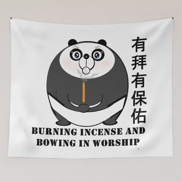 Item preview, Cute panda burning  incense and bowing in worship  designed and sold by Shirley cute art .