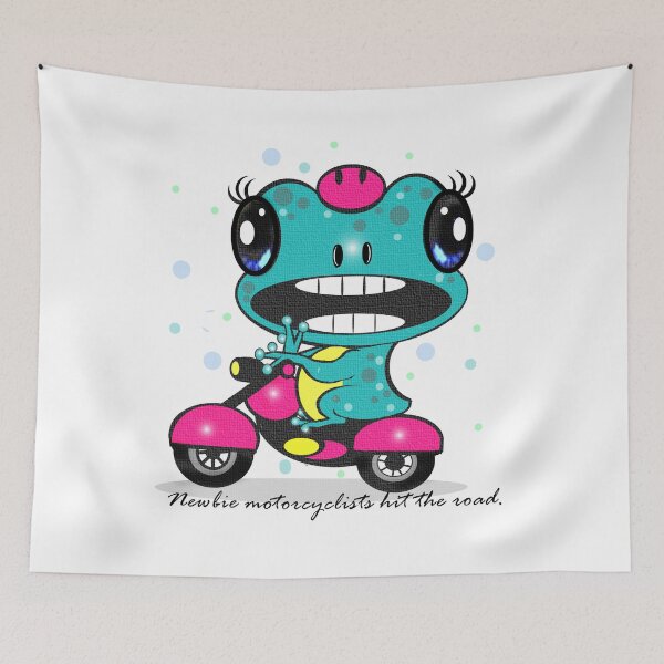 Item preview, Funny frog -- "Newbie motorcyclists hit the road." designed and sold by Shirley cute art .