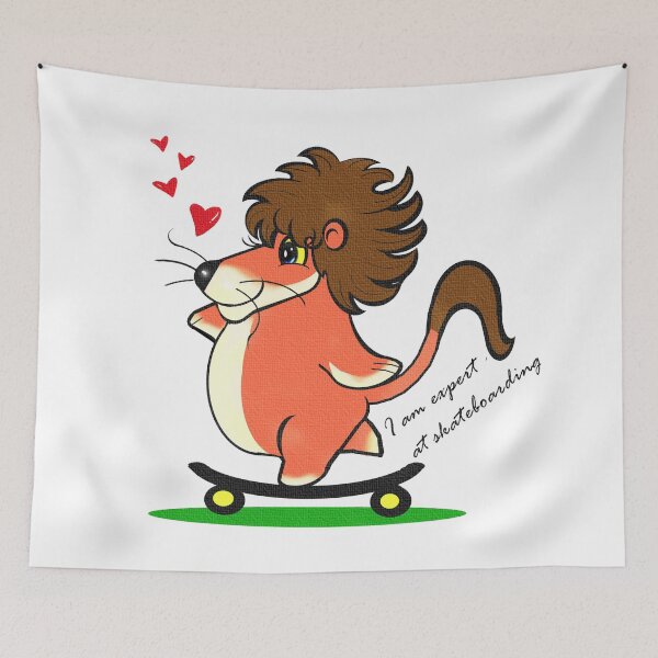 Aperçu de l'œuvre expert en skateboard lion créée et vendue par Shirley cute art .