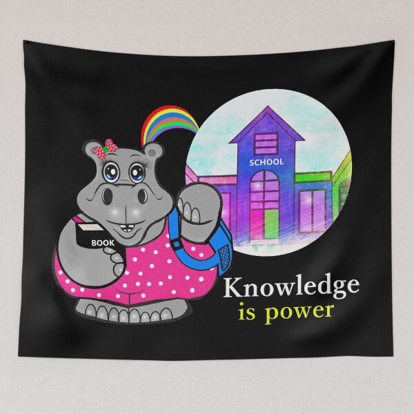 Item preview, Cute Hippo going to chool - knowledge is power  designed and sold by Shirley cute art .
