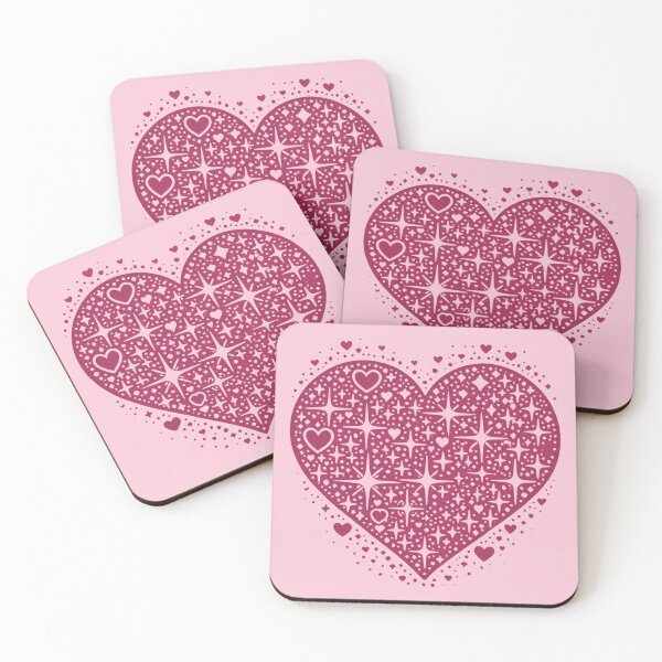 Item preview, Sparkling Heartburst Design (Dark Pink on Light Pink) designed and sold by LyssasMindArt.