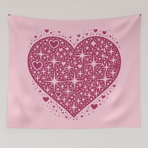 Item preview, Sparkling Heartburst Design (Dark Pink on Light Pink) designed and sold by LyssasMindArt.