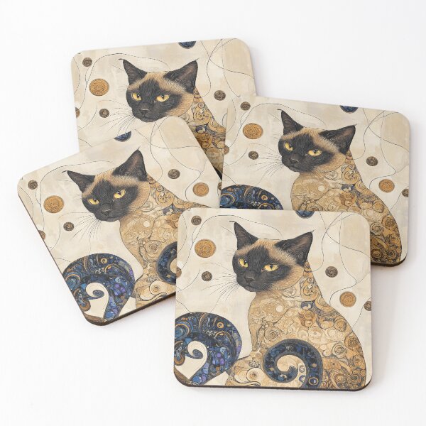 Item preview, Whimsical Klimt Balinese Cat Portrait designed and sold by peterlawrence13.