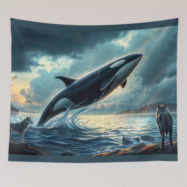 Item preview, Wolves Watch Breaching Orca designed and sold by Skye Ryan-Evans.