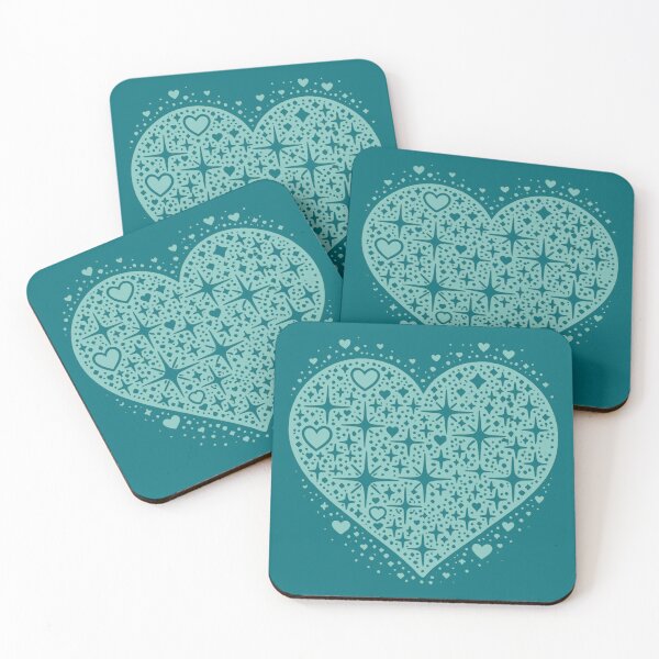 Item preview, Sparkling Heartburst Design (Light Cyan on Dark) designed and sold by LyssasMindArt.