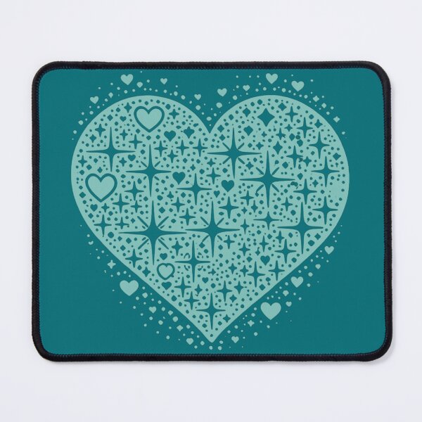 Item preview, Sparkling Heartburst Design (Light Cyan on Dark) designed and sold by LyssasMindArt.