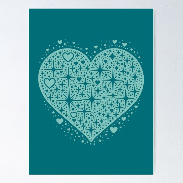 Item preview, Sparkling Heartburst Design (Light Cyan on Dark) designed and sold by LyssasMindArt.
