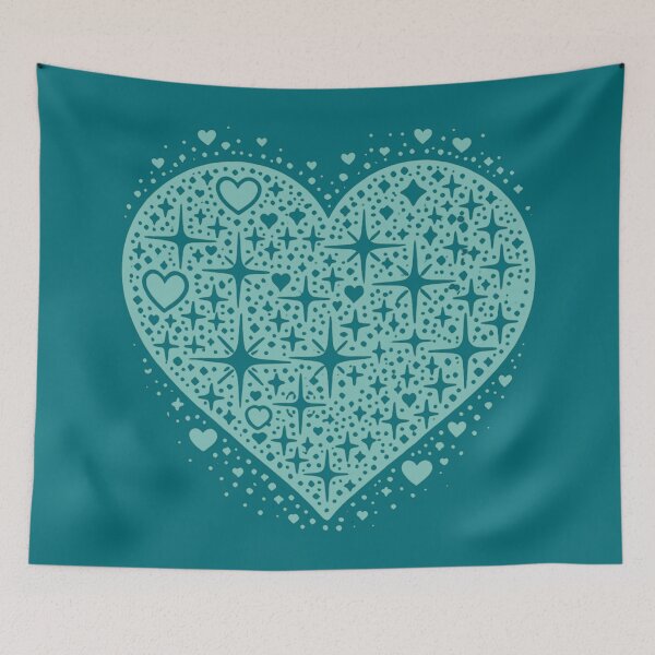 Item preview, Sparkling Heartburst Design (Light Cyan on Dark) designed and sold by LyssasMindArt.