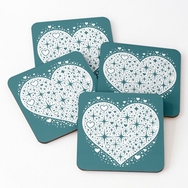 Item preview, Sparkling Heartburst Design (White on Dark Cyan) designed and sold by LyssasMindArt.