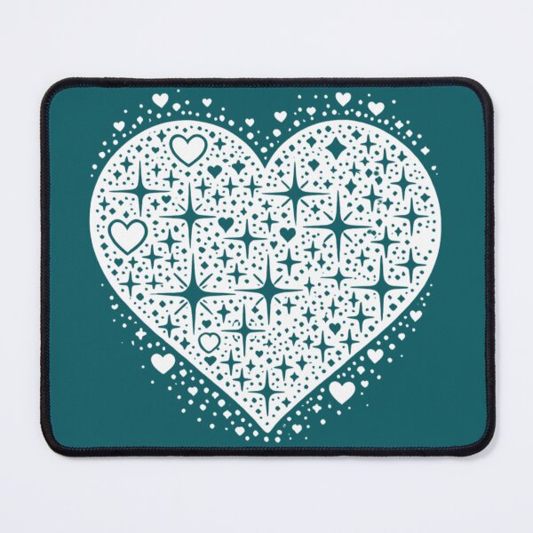 Item preview, Sparkling Heartburst Design (White on Dark Cyan) designed and sold by LyssasMindArt.