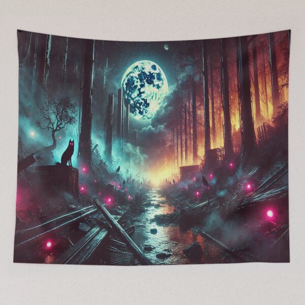 Item preview, AI generated moonlit forest, dystopian fantasy designed and sold by AI-this-is-AI.