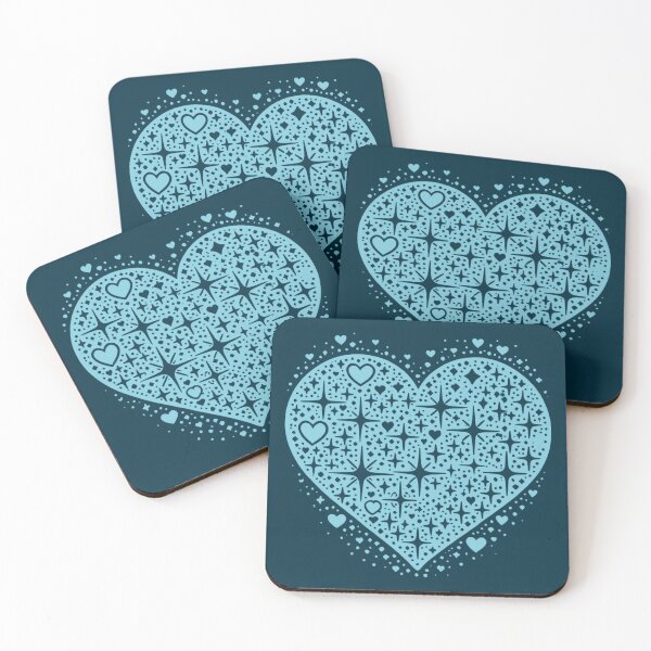 Item preview, Sparkling Heartburst Design (Light Blue on Dark) designed and sold by LyssasMindArt.