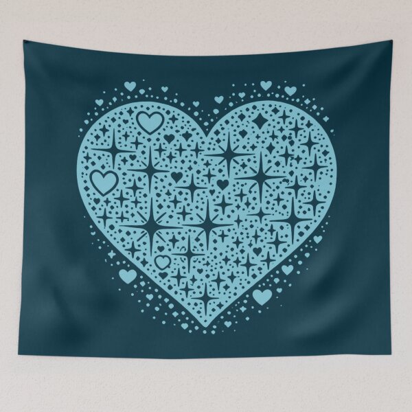 Item preview, Sparkling Heartburst Design (Light Blue on Dark) designed and sold by LyssasMindArt.