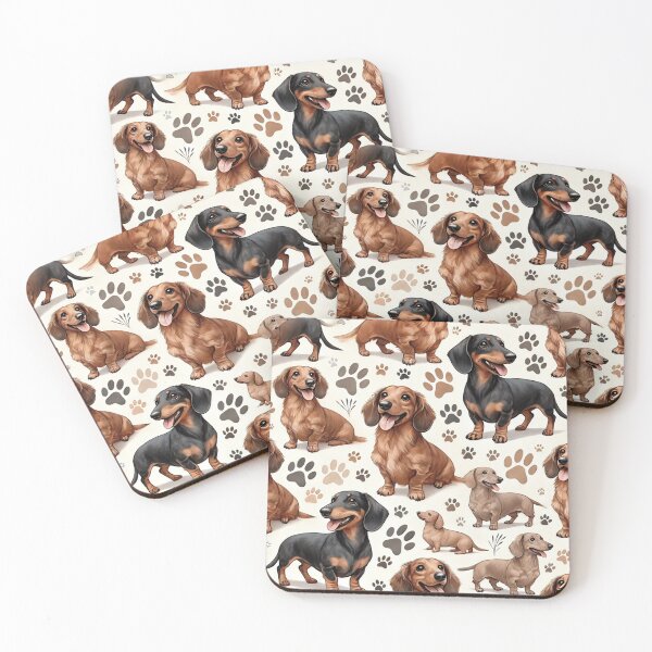 Item preview, Happy Dachshund Pattern designed and sold by KittyKatto.