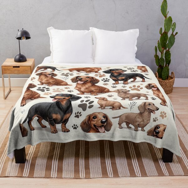 Item preview, Happy Dachshund Pattern designed and sold by KittyKatto.