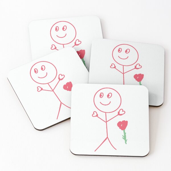 Item preview, Happy Stick Figure with Heart Hands and Flower designed and sold by mozizy.