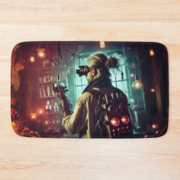 Item preview, AI generated mad scientist in his workshop, dystopian fantasy designed and sold by AI-this-is-AI.