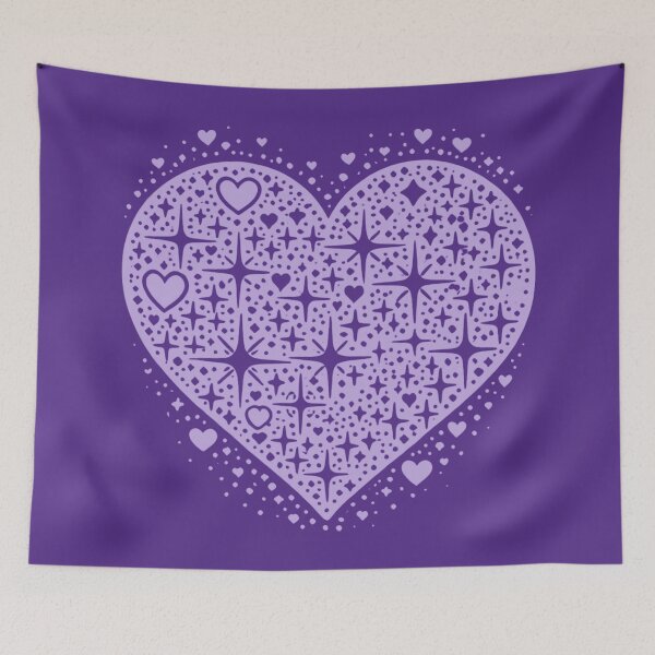 Item preview, Sparkling Heartburst Design (Light Purple on Dark) designed and sold by LyssasMindArt.