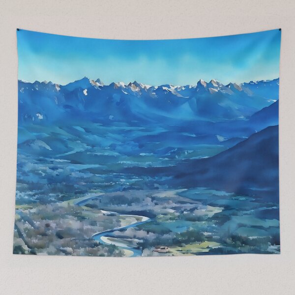 Artikelvorschau, Flusstal der Kaskadengebirge (Aquarell) entworfen und verkauft von flyscenicair.