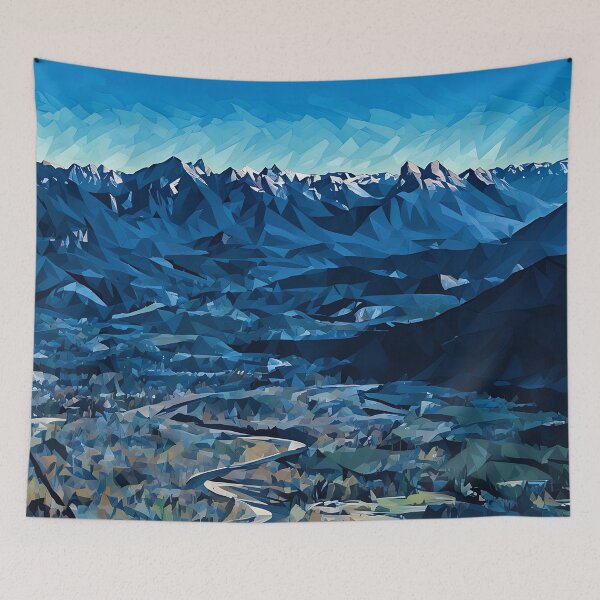 Item preview, Cascade Mountains River Valley (Poly Art) designed and sold by flyscenicair.