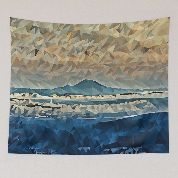Artikelvorschau, Mount Rainier über den Wolken (Poly Art) entworfen und verkauft von flyscenicair.