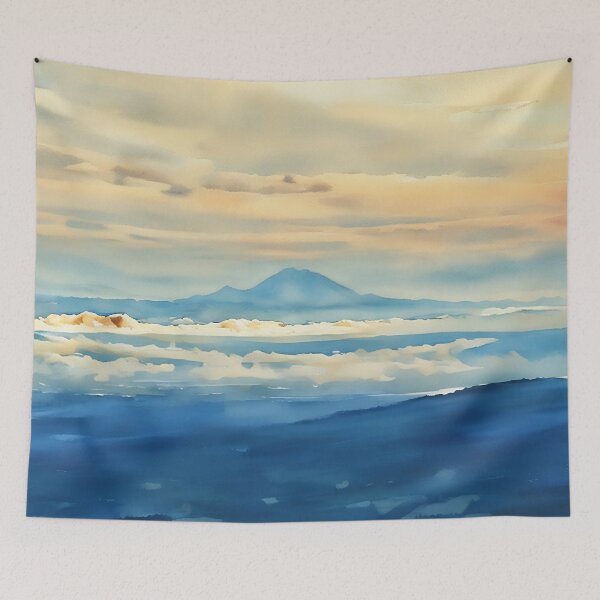 Artikelvorschau, Mount Rainier über den Wolken (Aquarell) entworfen und verkauft von flyscenicair.
