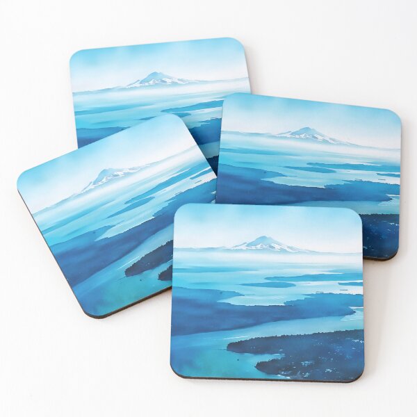 Artikelvorschau, Mount Rainier vom Puget Sound aus (Aquarell) entworfen und verkauft von flyscenicair.
