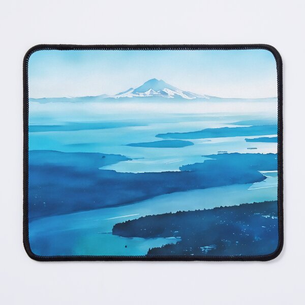 Artikelvorschau, Mount Rainier vom Puget Sound aus (Aquarell) entworfen und verkauft von flyscenicair.