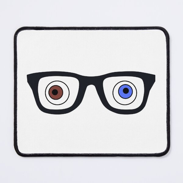 Item preview, Black Framed Glasses with Blue and Brown Cockeyed designed and sold by AASparksDesigns.