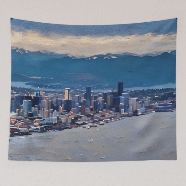 Item preview, Seattle Washington City Skyline (Oil Panting) designed and sold by flyscenicair.