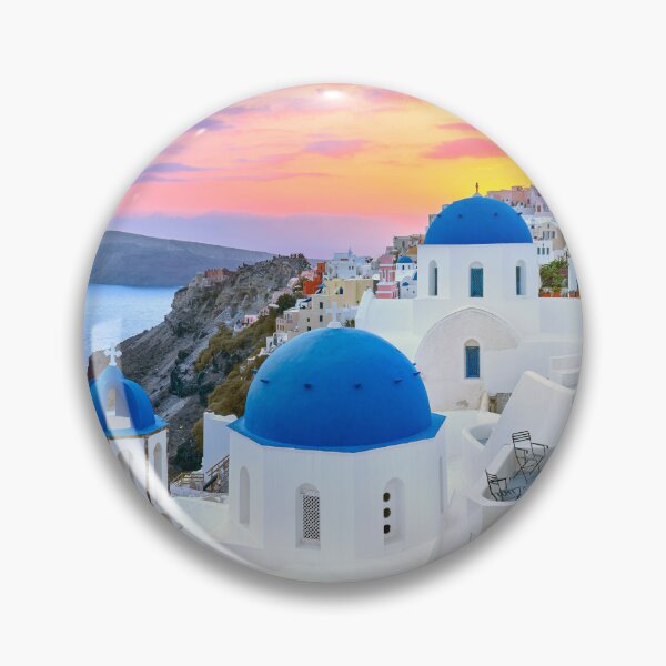 Item preview, Santorini - Greece Blue Domes White Stunning Sunset designed and sold by Adam Gormley.