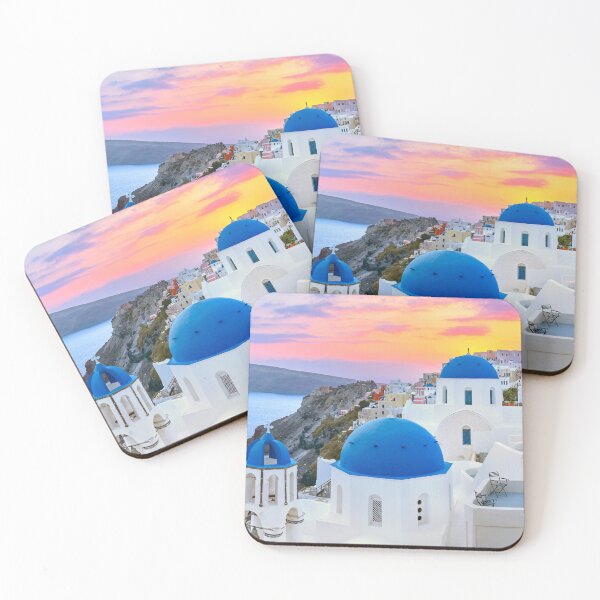 Item preview, Santorini - Greece Blue Domes White Stunning Sunset designed and sold by Adam Gormley.
