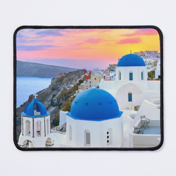 Item preview, Santorini - Greece Blue Domes White Stunning Sunset designed and sold by Adam Gormley.