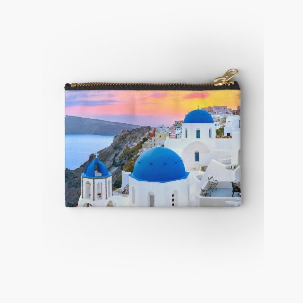 Item preview, Santorini - Greece Blue Domes White Stunning Sunset designed and sold by Adam Gormley.