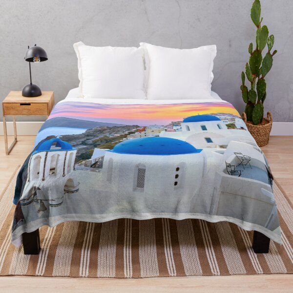 Item preview, Santorini - Greece Blue Domes White Stunning Sunset designed and sold by Adam Gormley.
