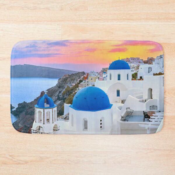 Item preview, Santorini - Greece Blue Domes White Stunning Sunset designed and sold by Adam Gormley.