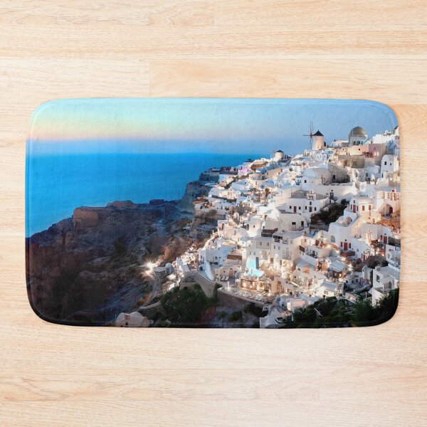 Item preview, Santorini Greece White Villas Night View of Oia designed and sold by Adam Gormley.