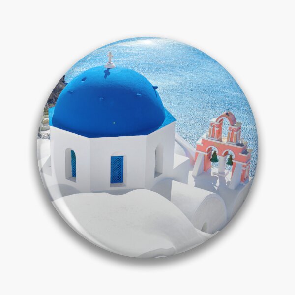Item preview, Santorini Greece - Blue Domes Sunny Day Looking Down designed and sold by Adam Gormley.