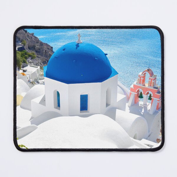 Item preview, Santorini Greece - Blue Domes Sunny Day Looking Down designed and sold by Adam Gormley.