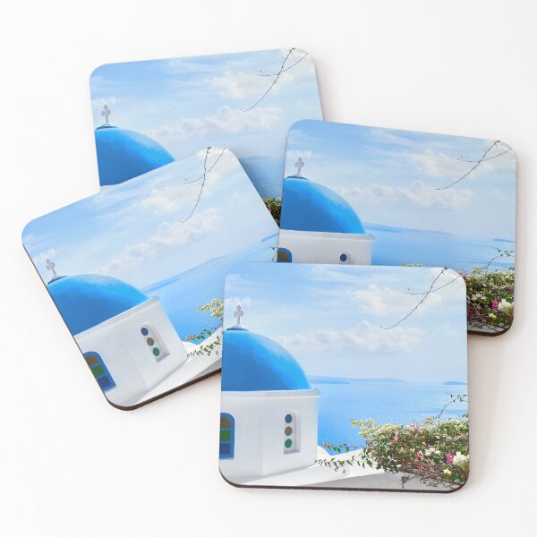 Item preview, Santorini Greece - Blue Dome Sunny Day Bougainvillea designed and sold by Adam Gormley.