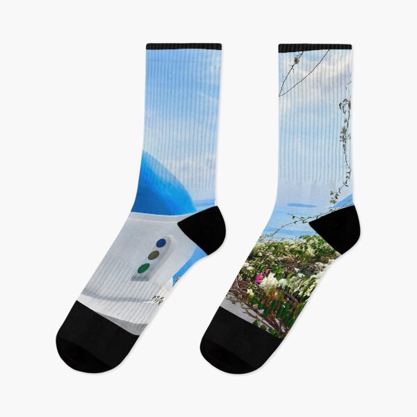 Item preview, Santorini Greece - Blue Dome Sunny Day Bougainvillea designed and sold by Adam Gormley.