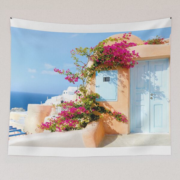 Item preview, Oia Santorini Greece Spanish Style Villa Bougainvillea designed and sold by Adam Gormley.