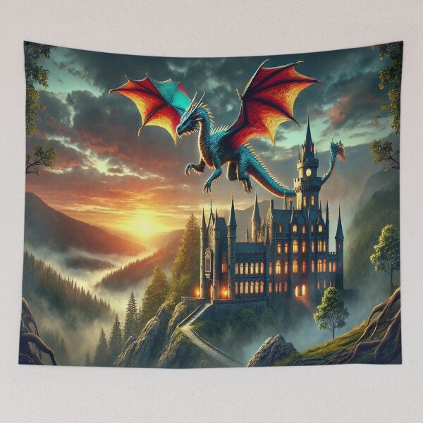 Item preview, Majestic Dragon Over a Castle designed and sold by Zeeshankhan1345.