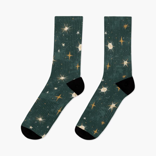 Item preview, Elegante diseño de estrellas doradas: diseño vintage celestial sobre verde azulado designed and sold by Moisky Patterns.