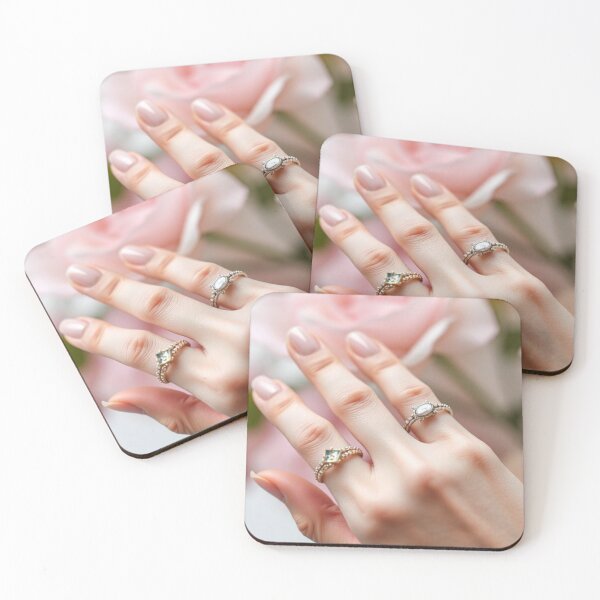 Item preview, Female Hand with 4 Fingers and Rings, Rose Background designed and sold by ValkArts.